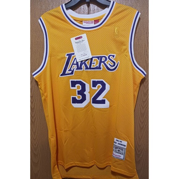 Magic Johnson (Mitchell/Ness)-(Lakers)-(1984-85)-(Yellow)-(Size:XL)-(New)-$100 - Picture 3 of 11
